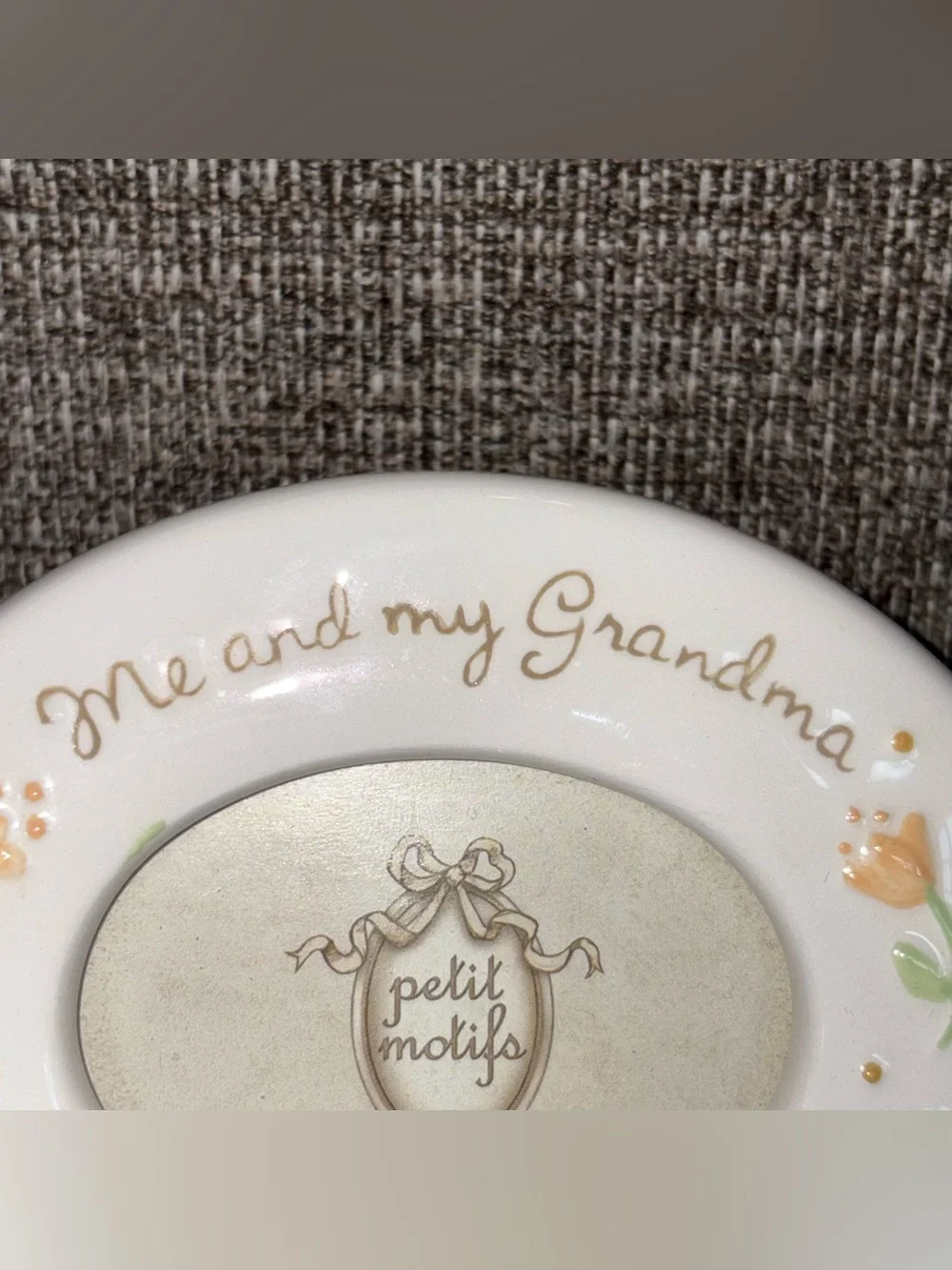 Me and My Grandma Picture Frame Ceramic Petit Motifs Floral White 2.25” X 3.25”